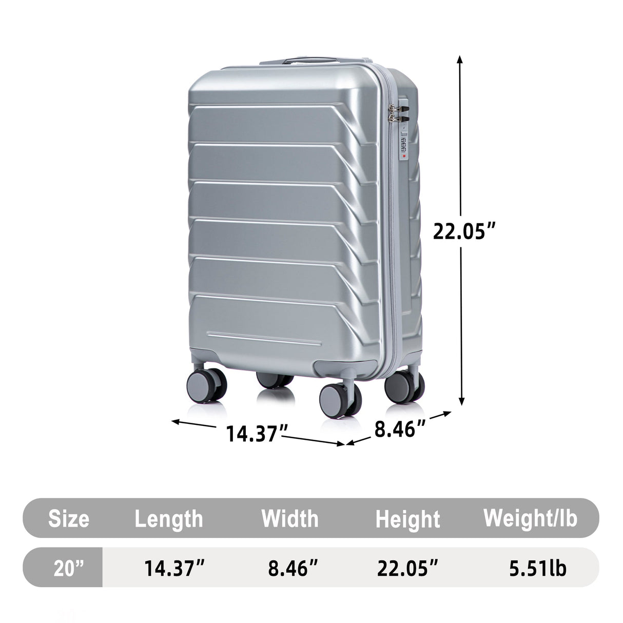 20 Inch ABS Hard Shell Travel Checked Luggage