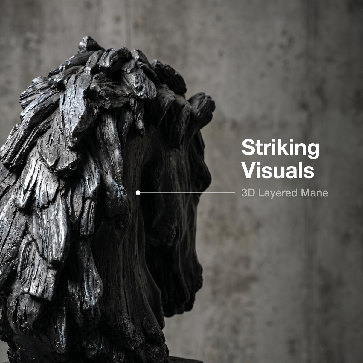 Black Rustic Horse Head Sculpture with Base