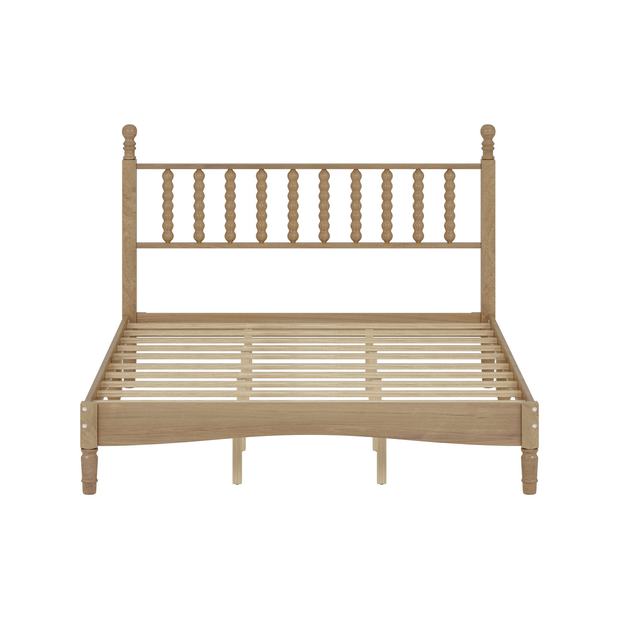 Queen Size Wood Platform Bed with Gourd Shaped Headboard