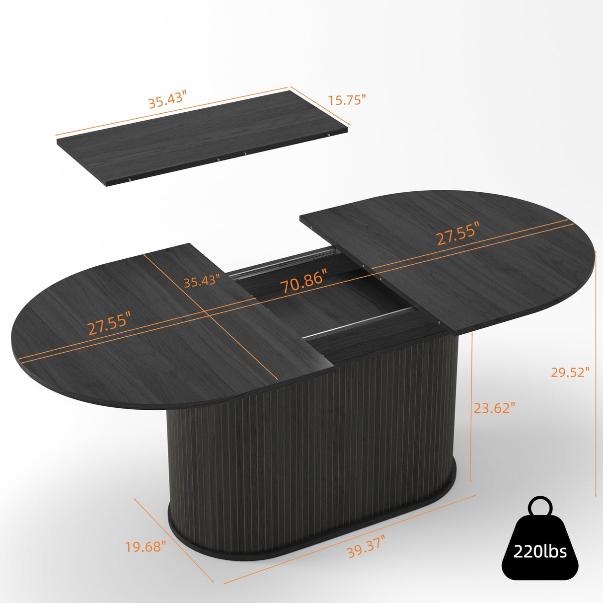 55.11'-70.86' Extendable Dining Table with Striped Legs
