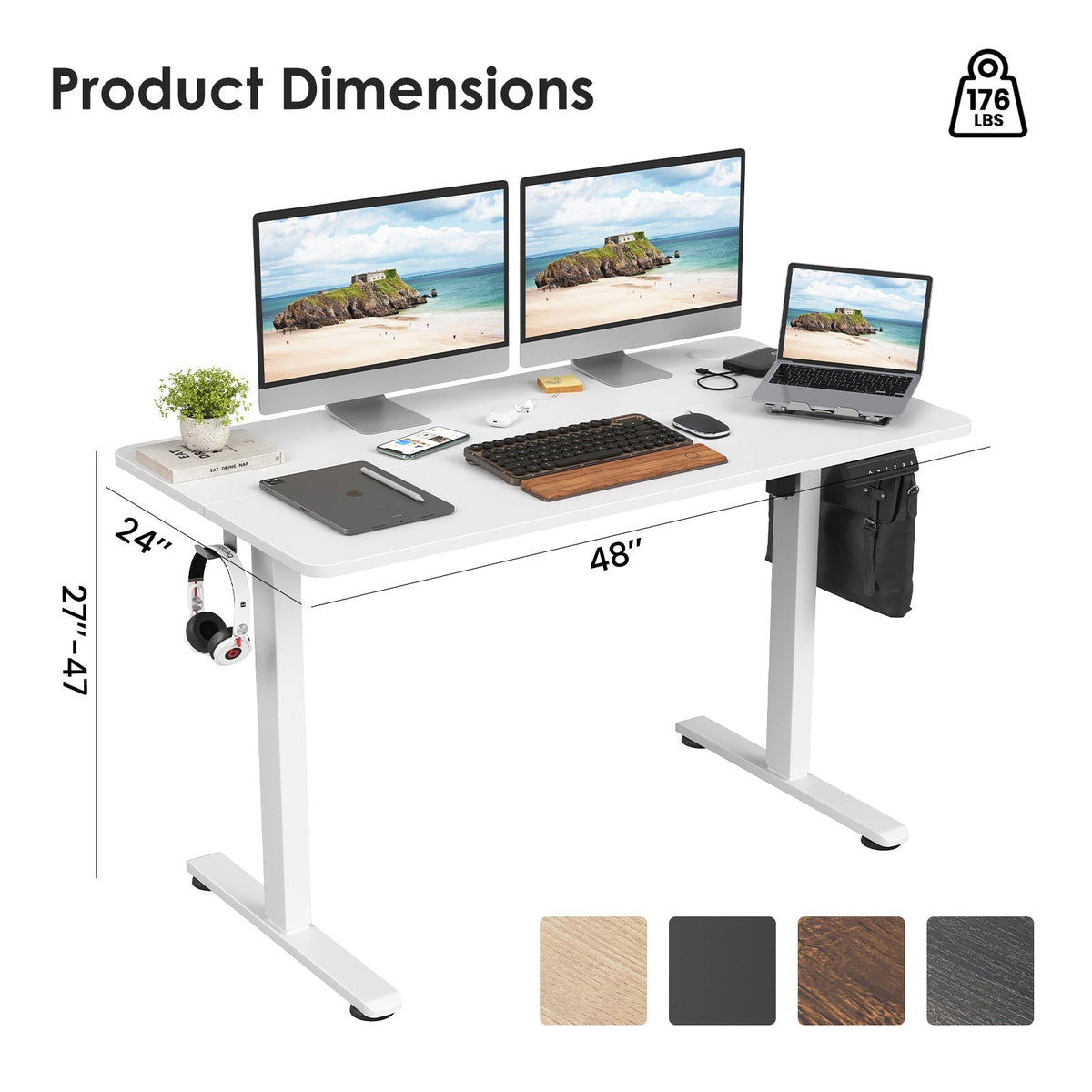 Stary Electric Standing Desk with Adjustable Height - Metal & Wood