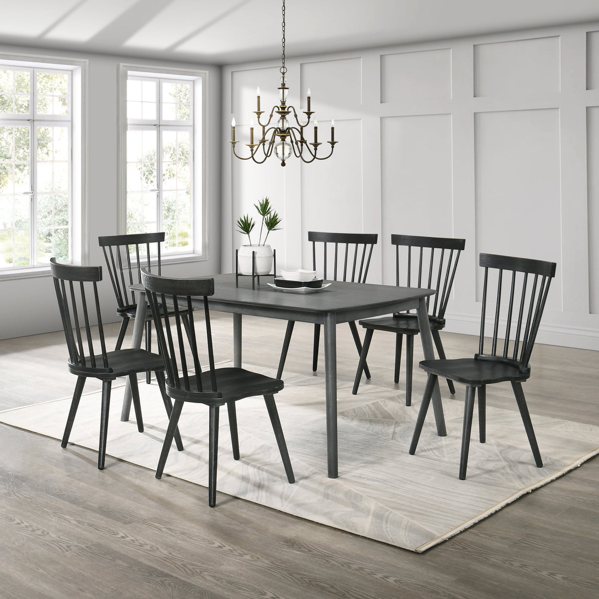 Modern Farmhouse Spindle Back Dining Chairs, Set of 2