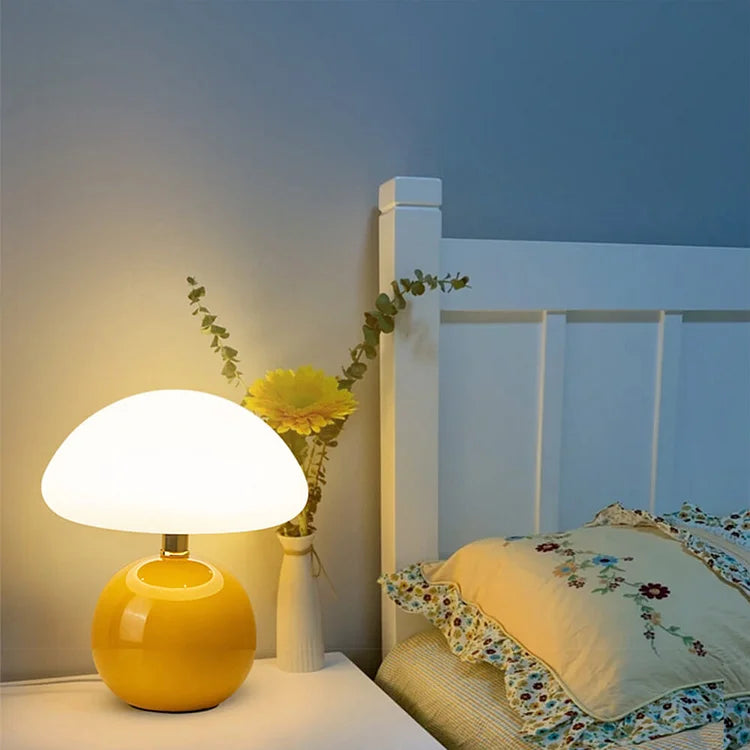 Mushroom Table Lamp French Cream Bauhaus Style Bedside Light