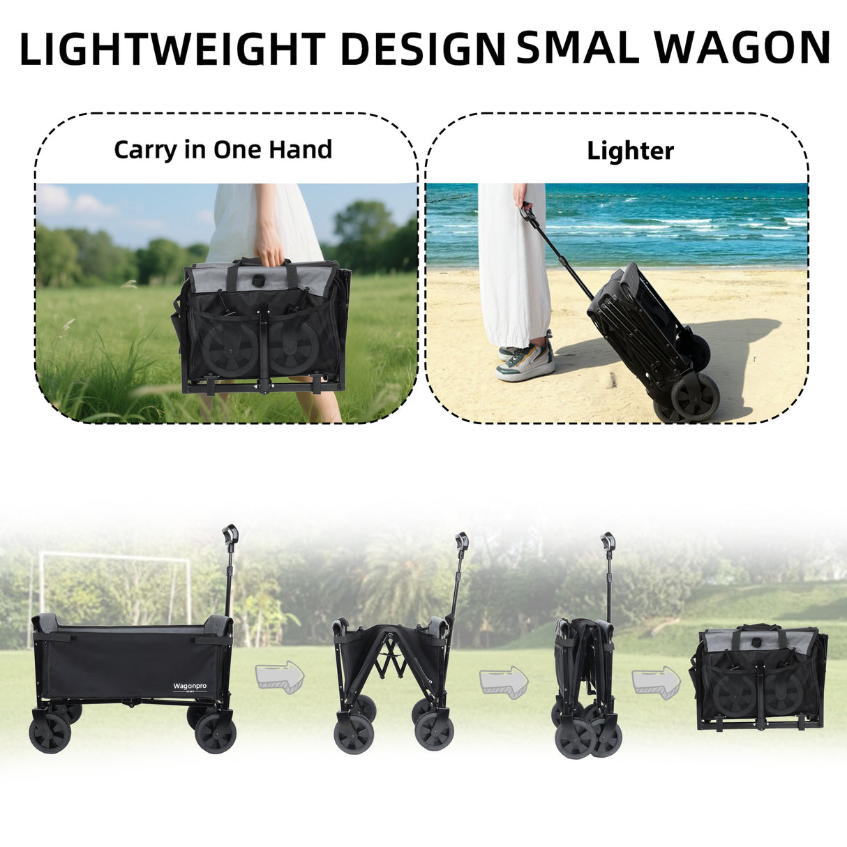 All-in-One Convertible Folding 4-Wheel Trolley with Bench Seat