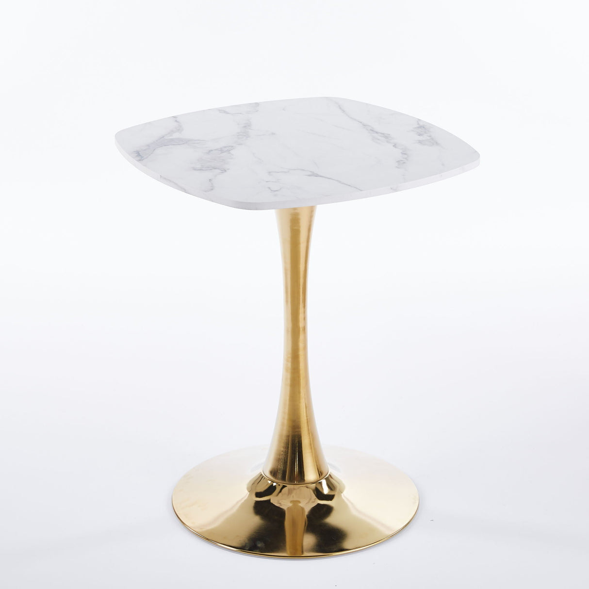 Square Tulip Dining Table For 2-4 People - Golden / White