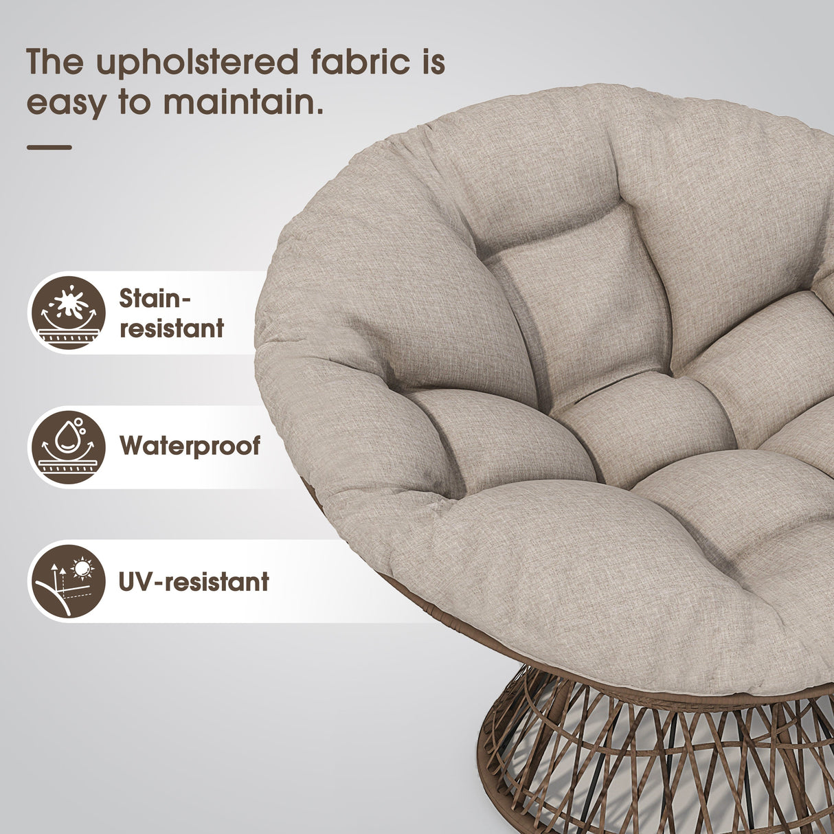 Ergonomic Wicker Chair with Cloud Density Cushion and Swivel