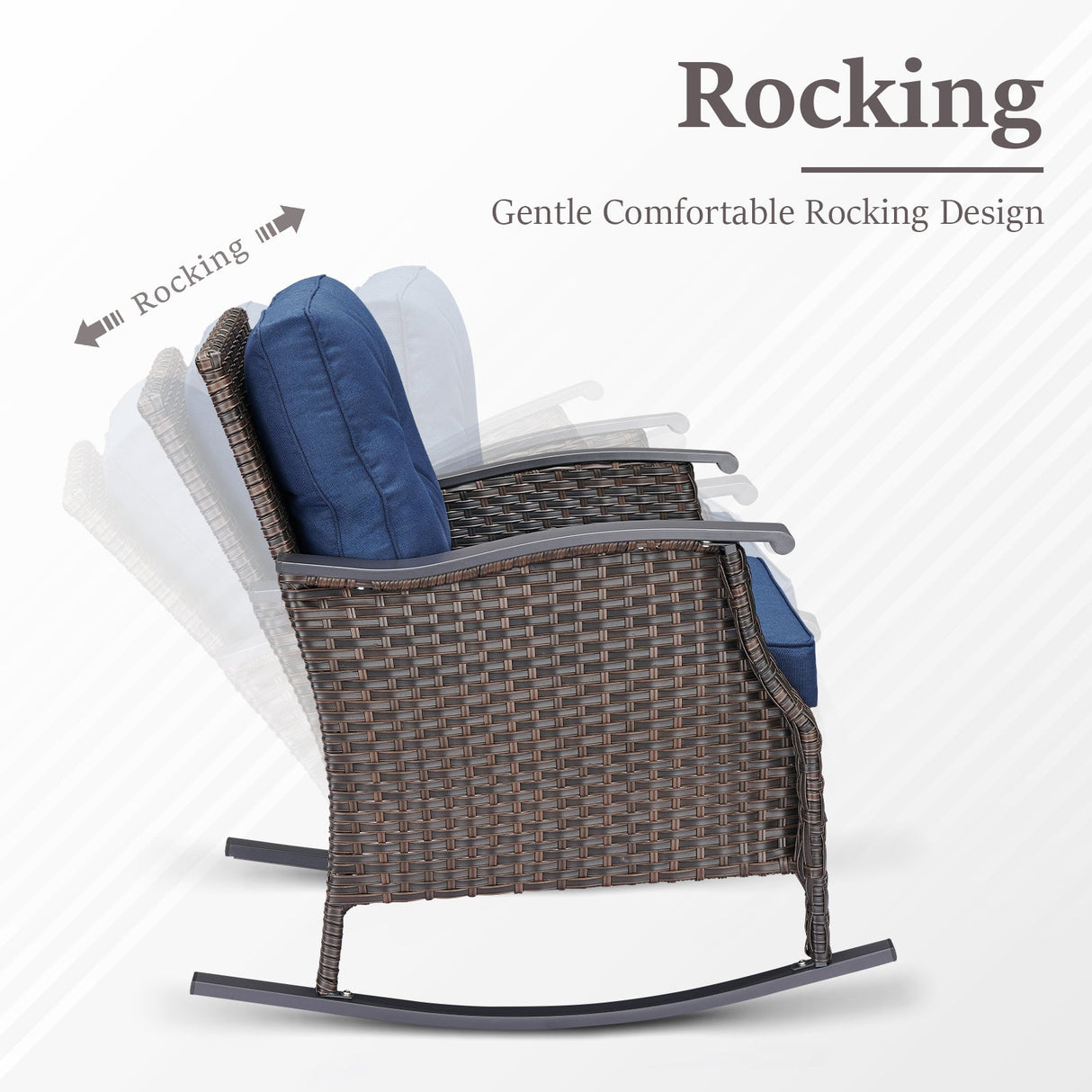 Outdoor Gliding Wicker Chairs Set of 2, PE Rattan Patio Glider Chairs