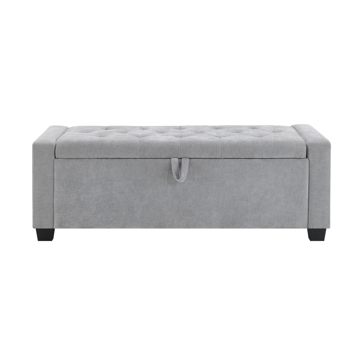 Upholstered Storage Ottoman Bench With Button Tufting And Safety Hinge