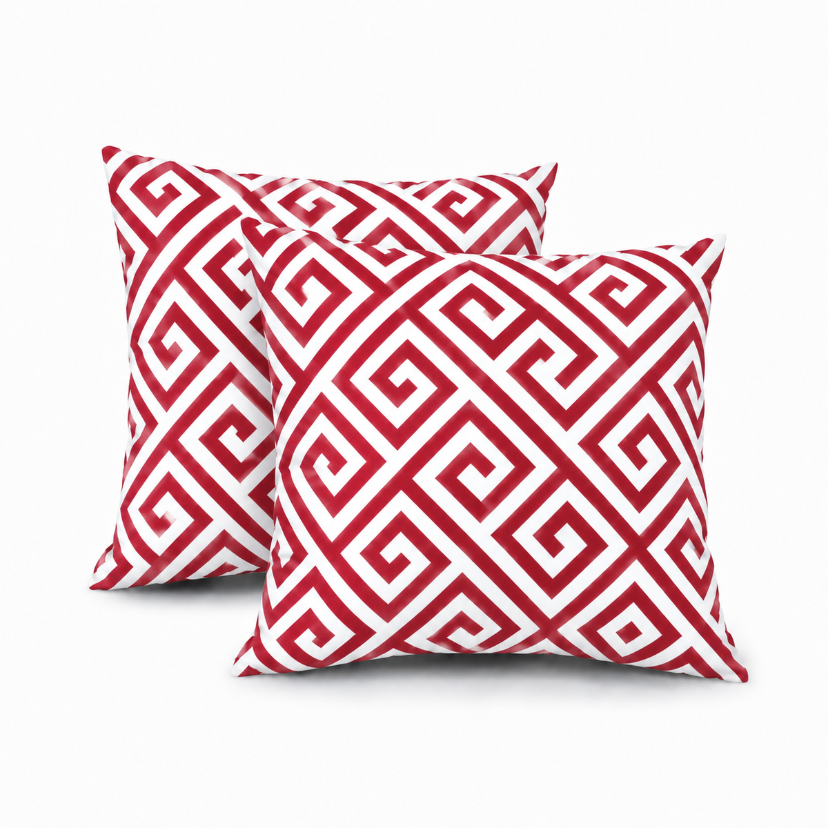 4 Pack Outdoor Pillow Covers - Red Greek Key