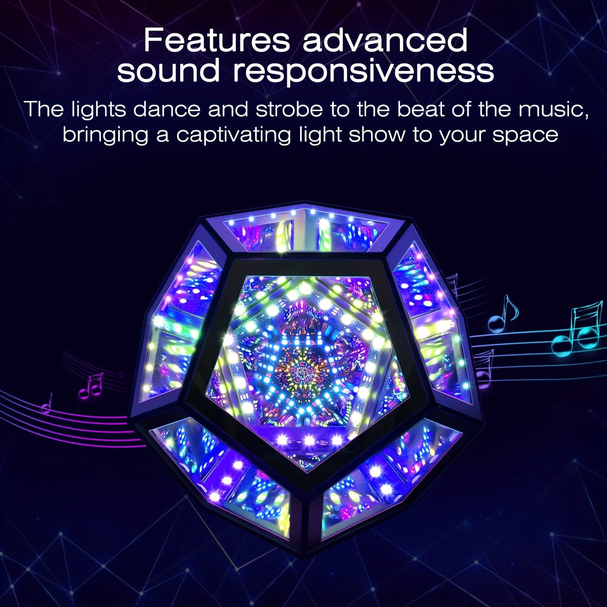 Infinity Mirror Light RGB Dodecahedron Lamp for Gaming Room & Desk Decor