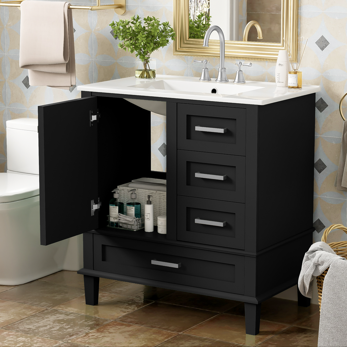 30" Bathroom Vanity with Sink Combo Set
