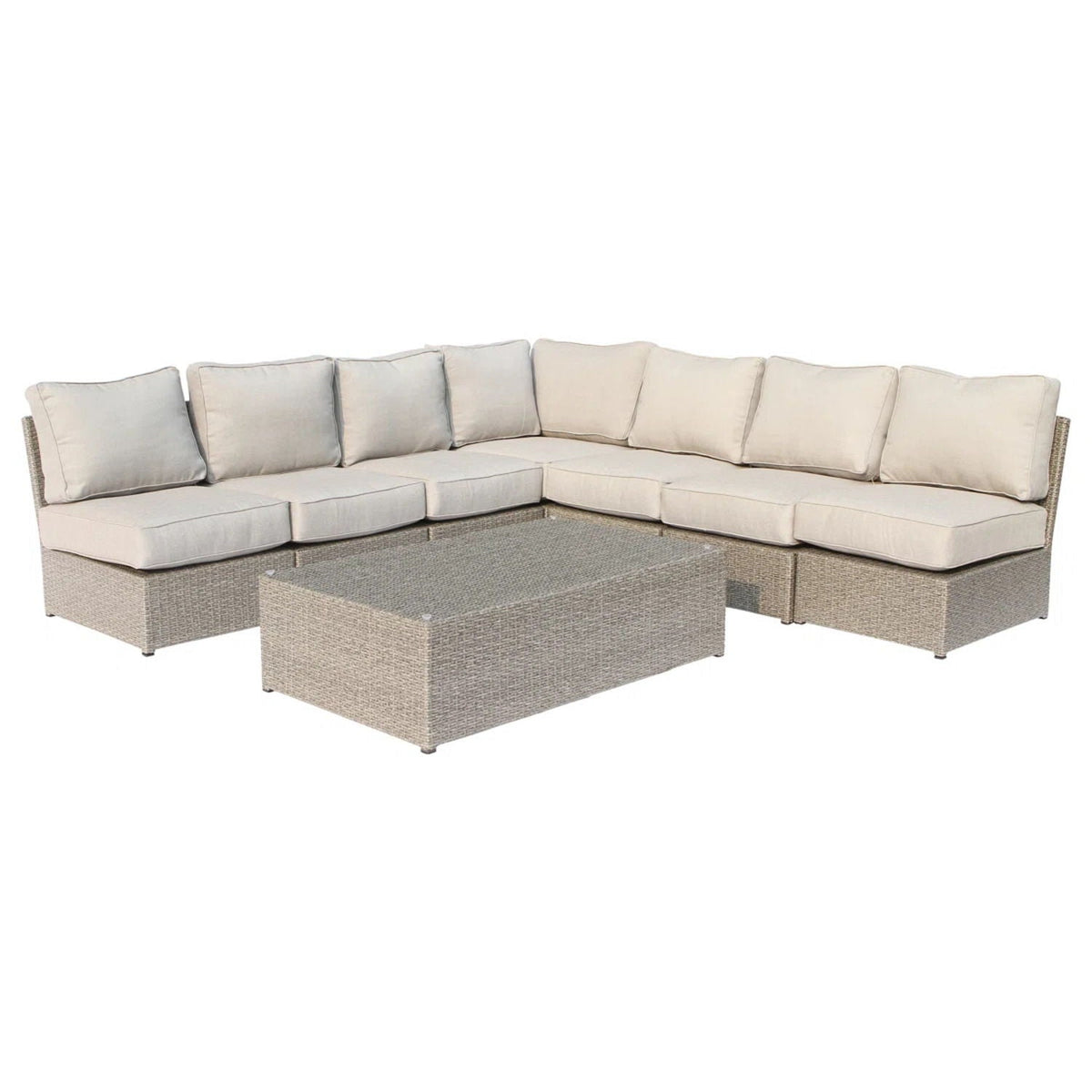 Comfortable Modern Patio Rattan Sectional Set With Cushions