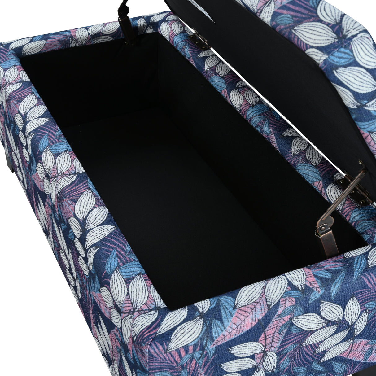Luxury Storage Ottoman with Floral Patterned Fabric