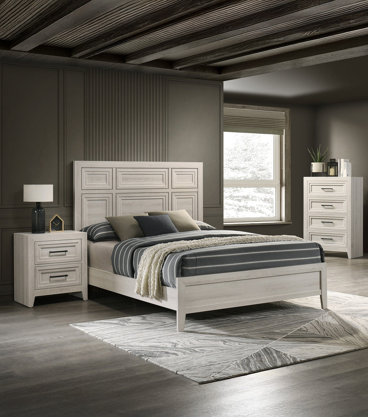 Havenwood Geometric Design Contemporary 2-Drawer Nightstand