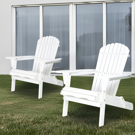 Foldable Hemlock Wood Adirondack Chair -Set of 2 Chairs