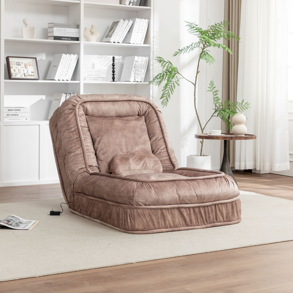 Upholstered Human Dog Bed And Pets, Bean Bag Floor Sofa With Massage Pillow, 5 Adjustable Positions & 2 Soft Pillows