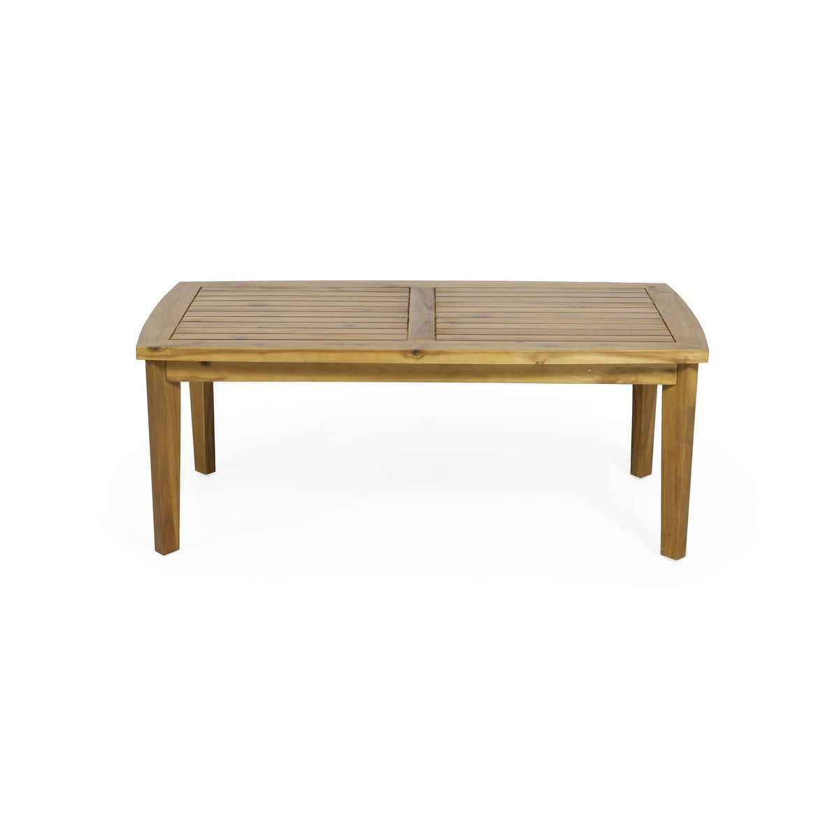Outdoor Rectangular Coffee Table with Slat Design – Light Brown