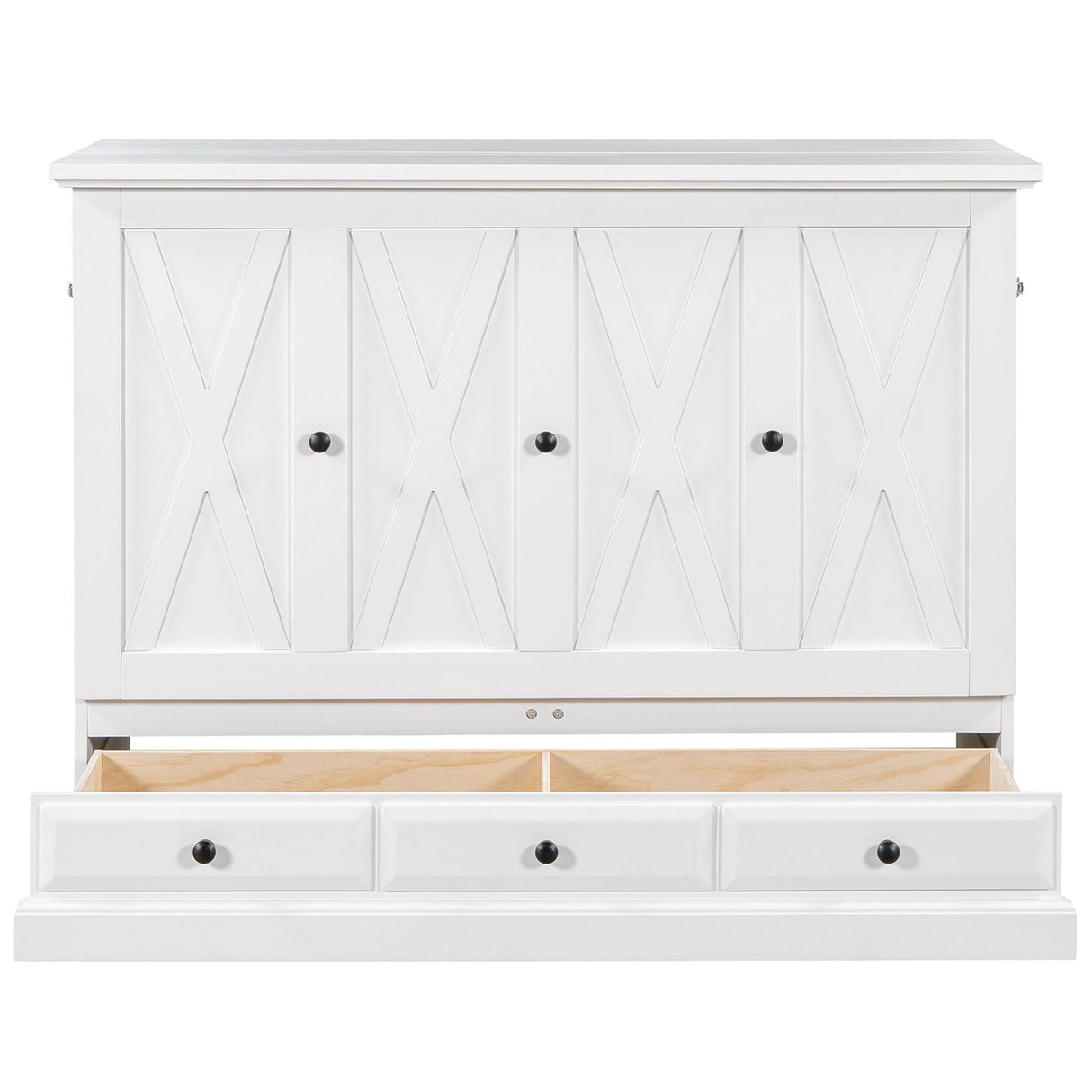 Solid Pine Murphy Bed Chest Cube Cabinet Bed With Charging Station And Large Storage Drawer For Home Office Or Small Room