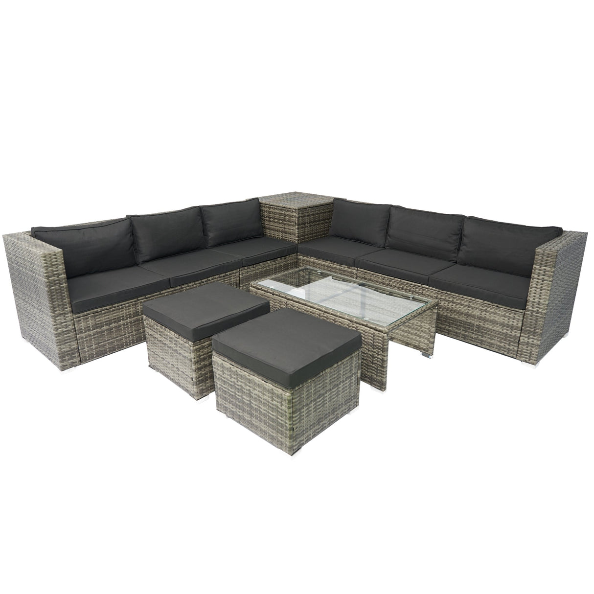 8 Piece Patio Sectional Wicker Rattan Outdoor Sofa Set with Storage Box
