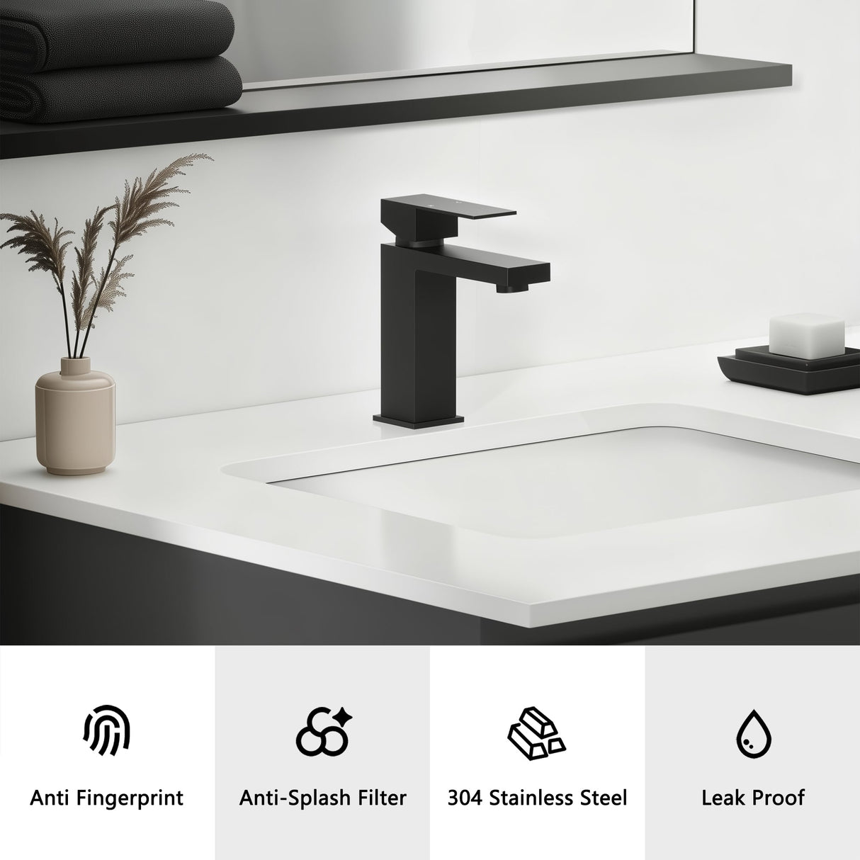 Single Handle Bathroom Faucet, Matte