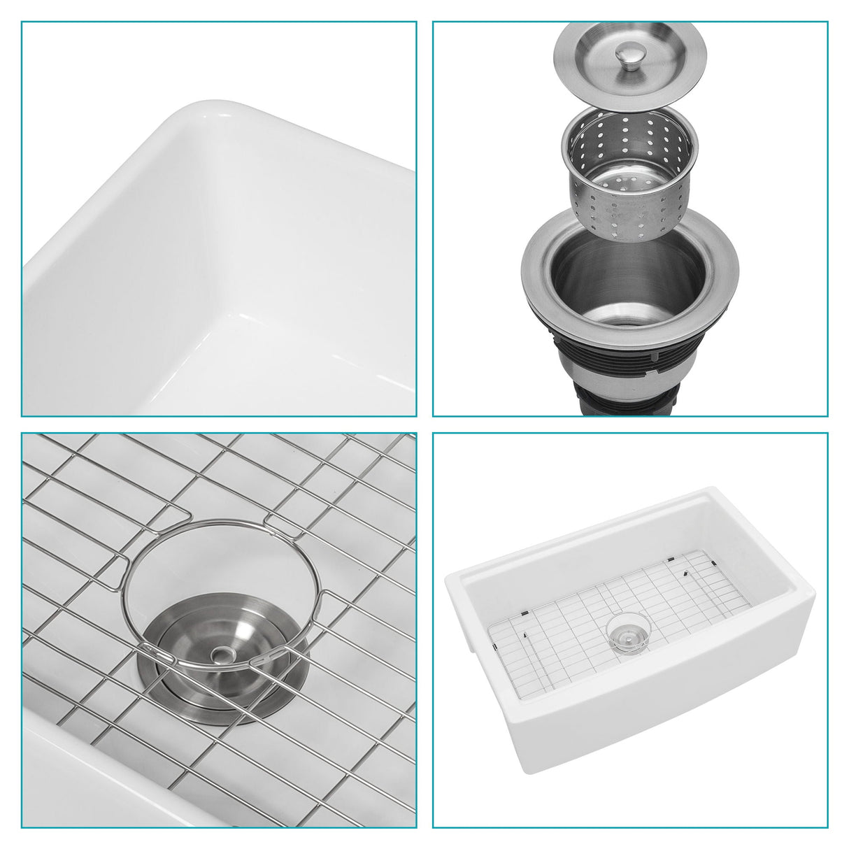 Classic Ceramic Farmhouse Sink Workstation Single Bowl With Durable Finish