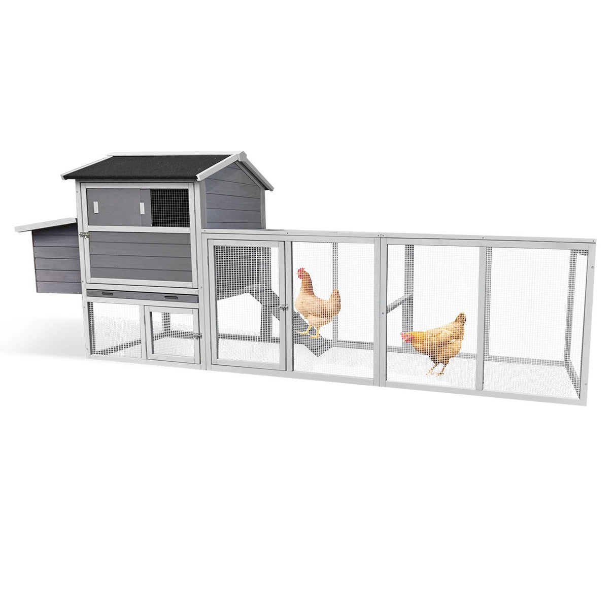 Chicken Coop With Run And Nesting Box, Large Outdoor Hen House For Backyard