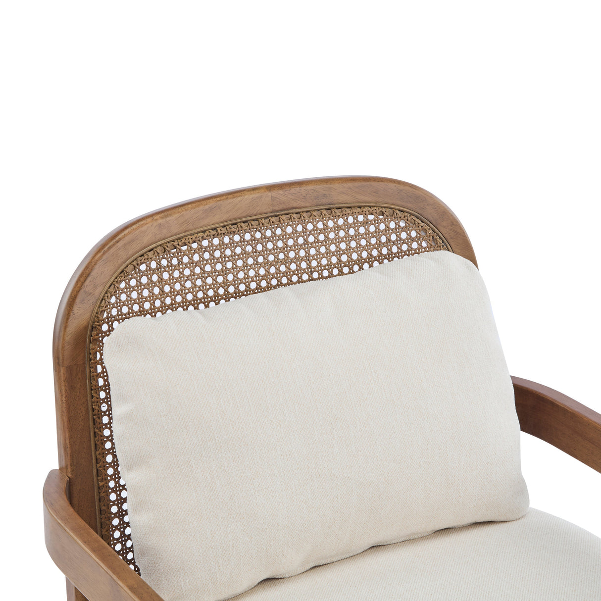 Elliston Rattan Backrest Solid Wood Accent Chair with Cushions Set of 2