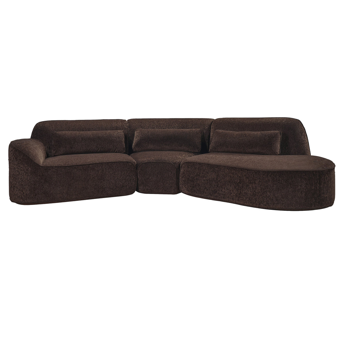 123" Modern Curved Sectional Sofa with Chaise Lounge - 3-Piece Set