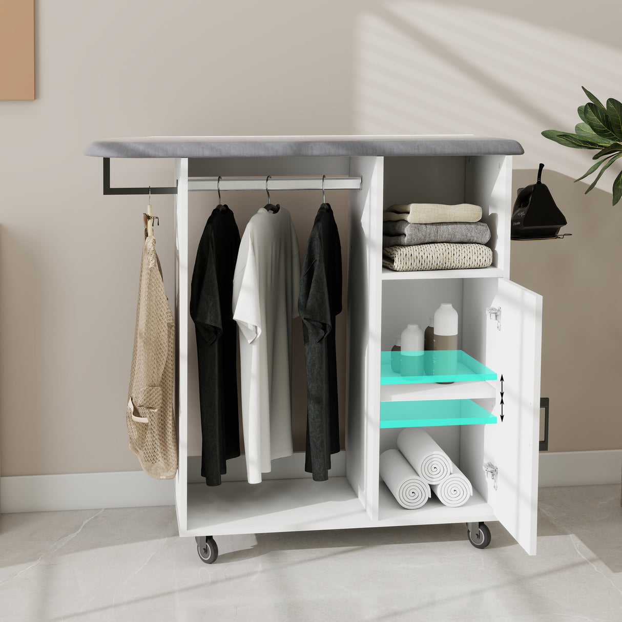 Ironing Cart with Rolling Ironing Board