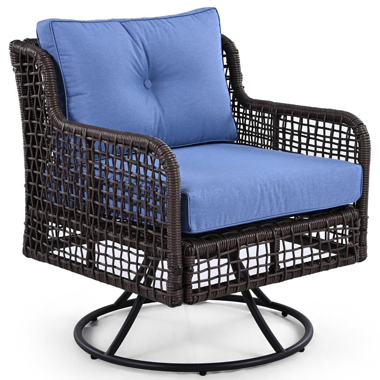 GO 4 Pieces Patio Furniture Set with Swivel Chairs and Outdoor Wicker Sofas