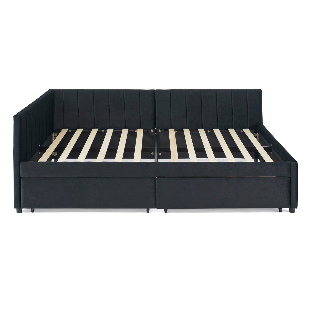Upholstered Tufted Daybed Frame With Storage Drawers