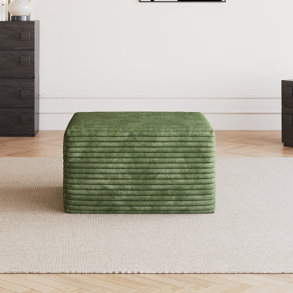 Green Sofa Ottoman – Plush Corduroy Fabric