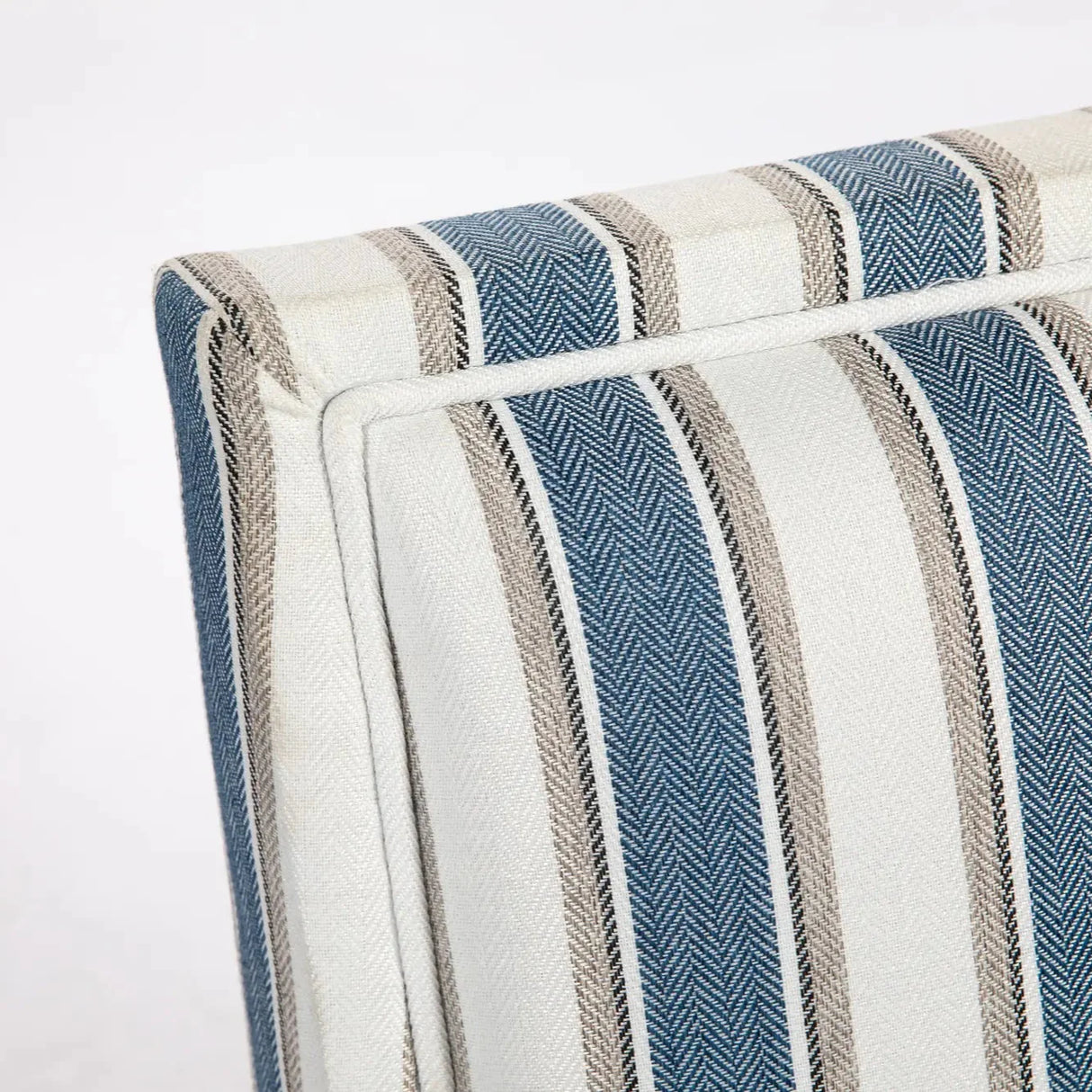 Upholstered Accent Chair with Striped Linen Fabric and Nailhead Trim