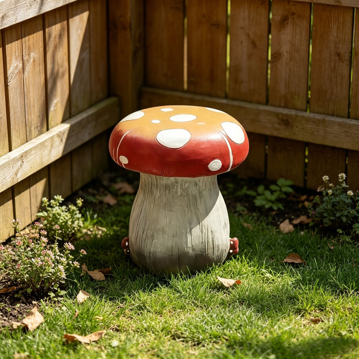 13.4" Oversized Mushroom Statue Stool