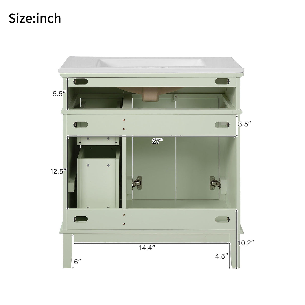 Modern Bathroom Vanity With Ceramic Sink, Soft Close Storage Cabinet
