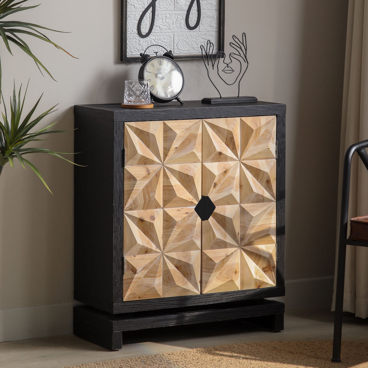 3D Geometric Double-Door Cabinet