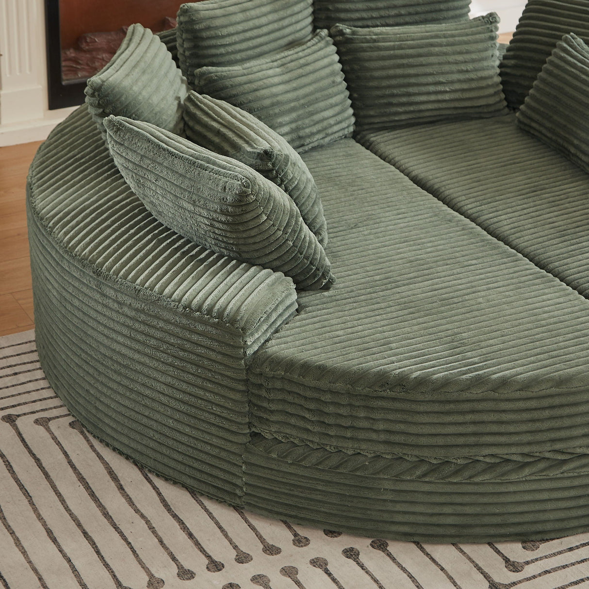 Round Oversized Sofa Bed With 5 Throw Pillows
