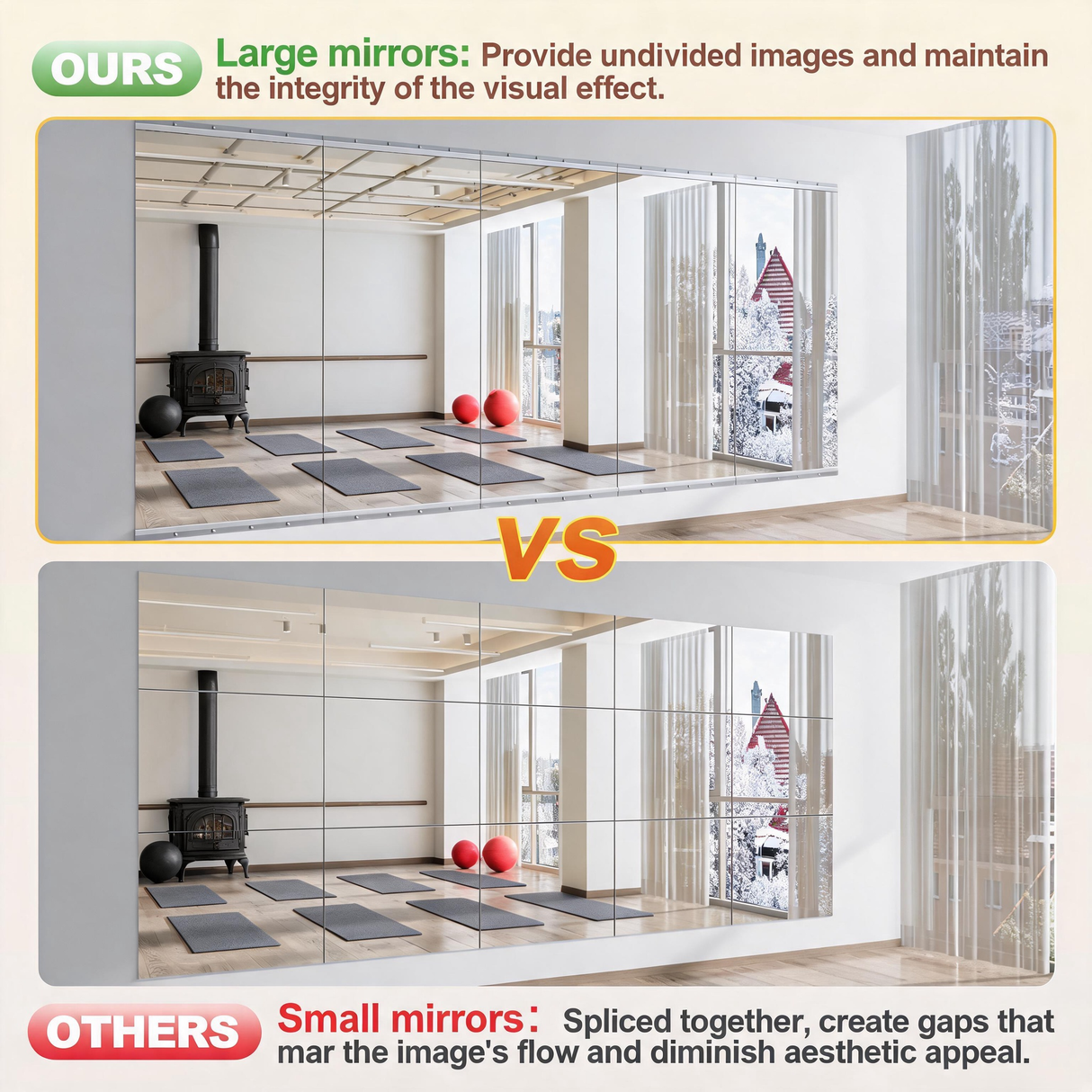Home Gym Mirror Set - 71"x32" Full Body Mirror (2 PCS)