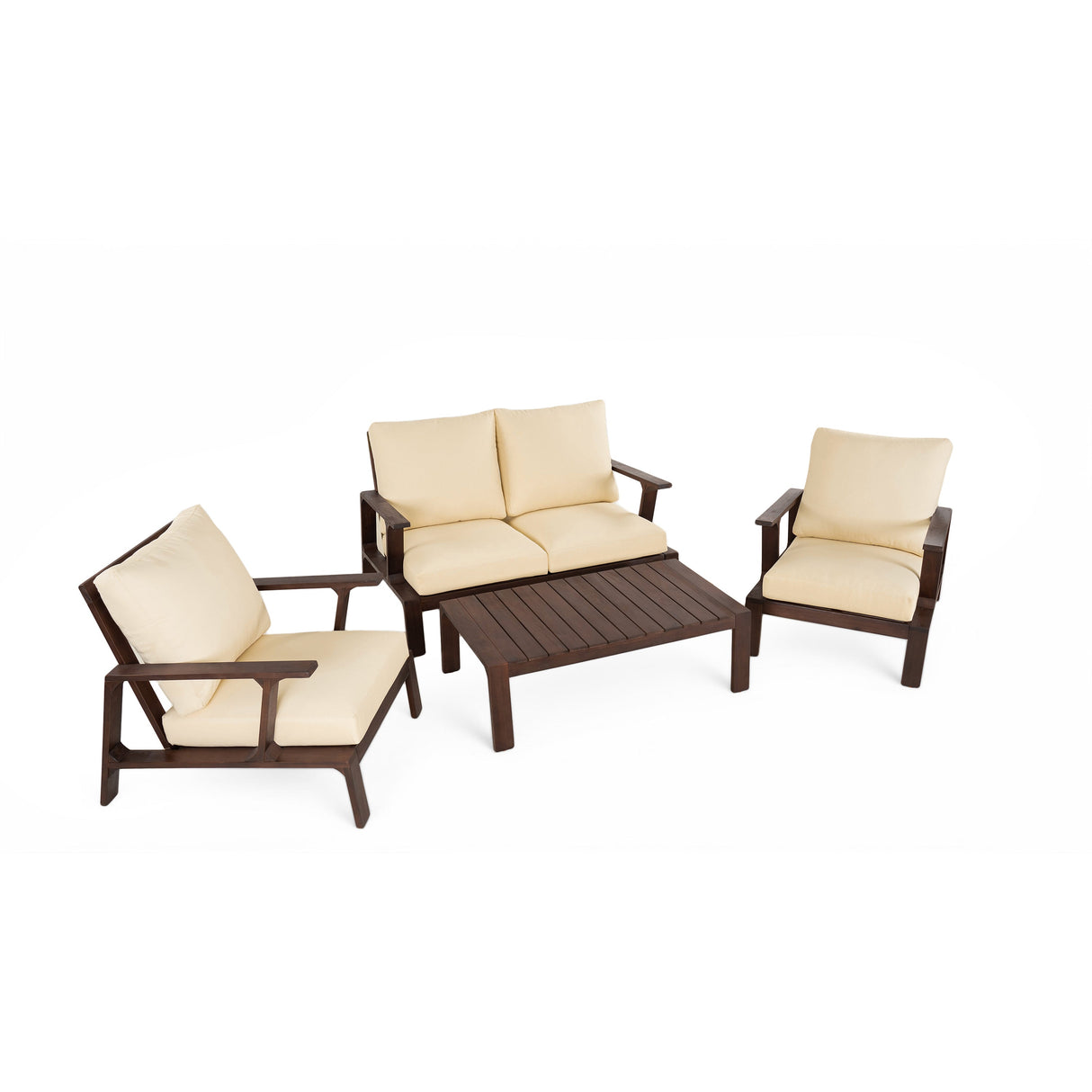 4-Piece Outdoor Sofa Set with Cushions and Coffee Table