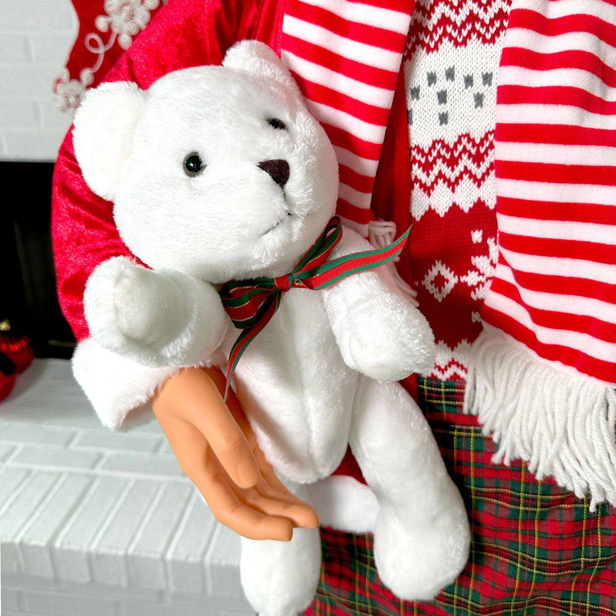 58-in. Dancing Mrs. Claus Animatronic with Teddy Bear