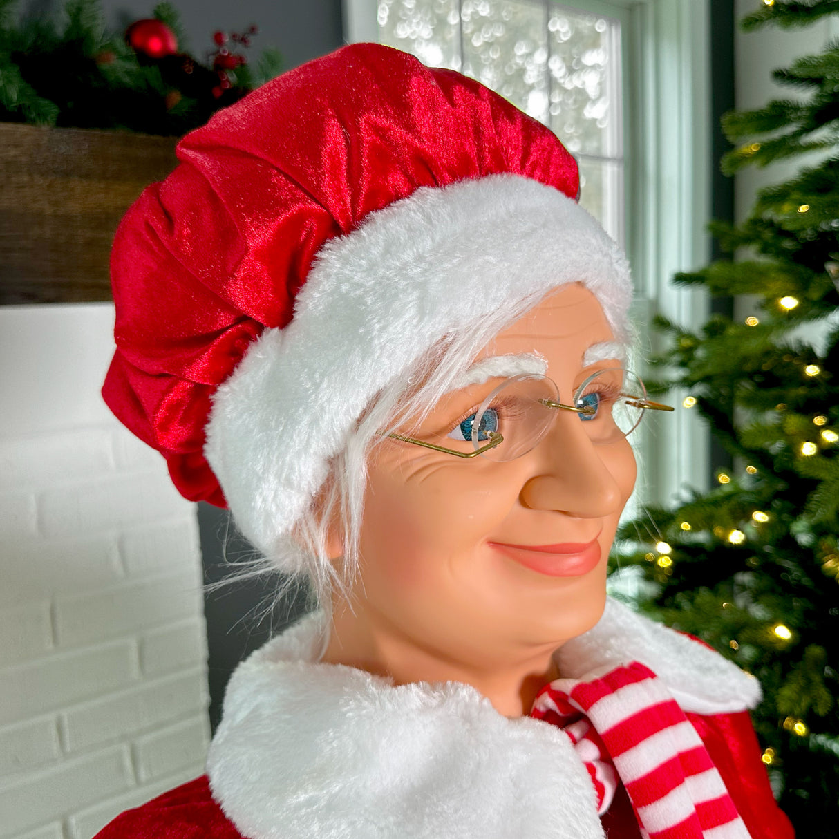58-in. Dancing Mrs. Claus Animatronic with Teddy Bear