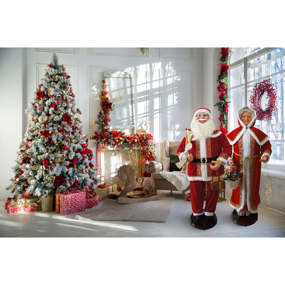 Fraser Hill Farm 58-in. Life-Size Dancing Mrs. Claus with Basket Animatronic Figurine