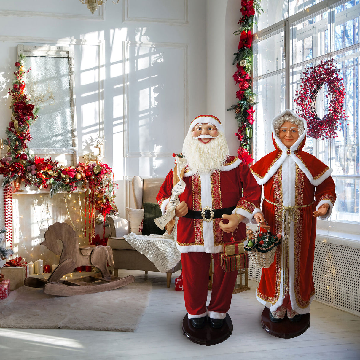 Fraser Hill Farm 58-in. Life-Size Dancing Mrs. Claus with Basket Animatronic Figurine