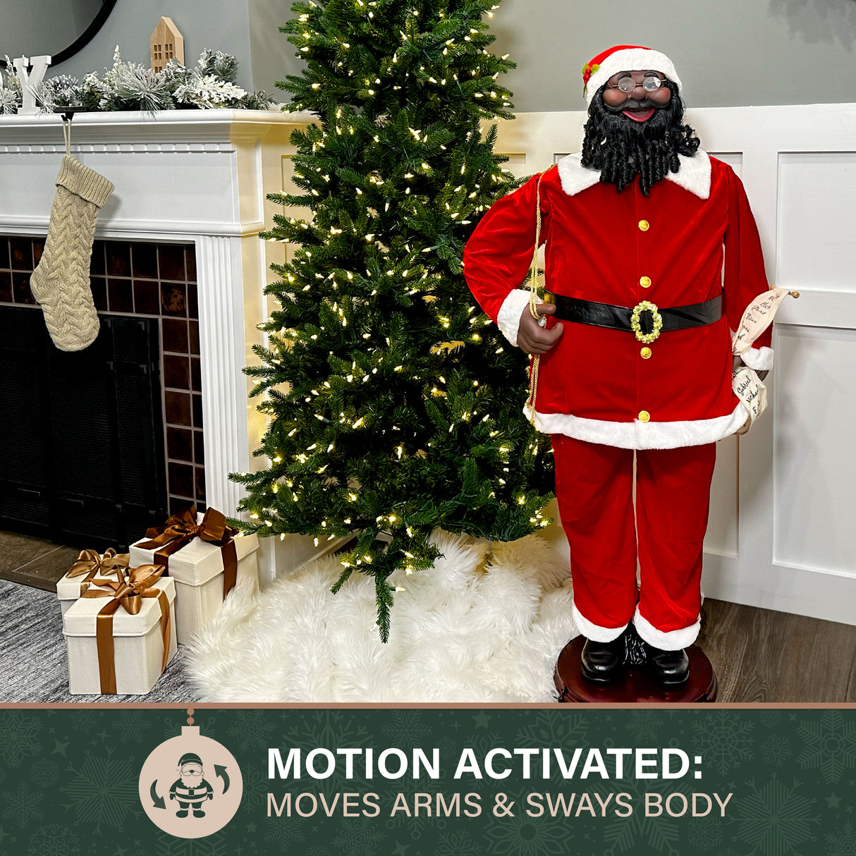 58-in. Dancing African American Santa Animatronic