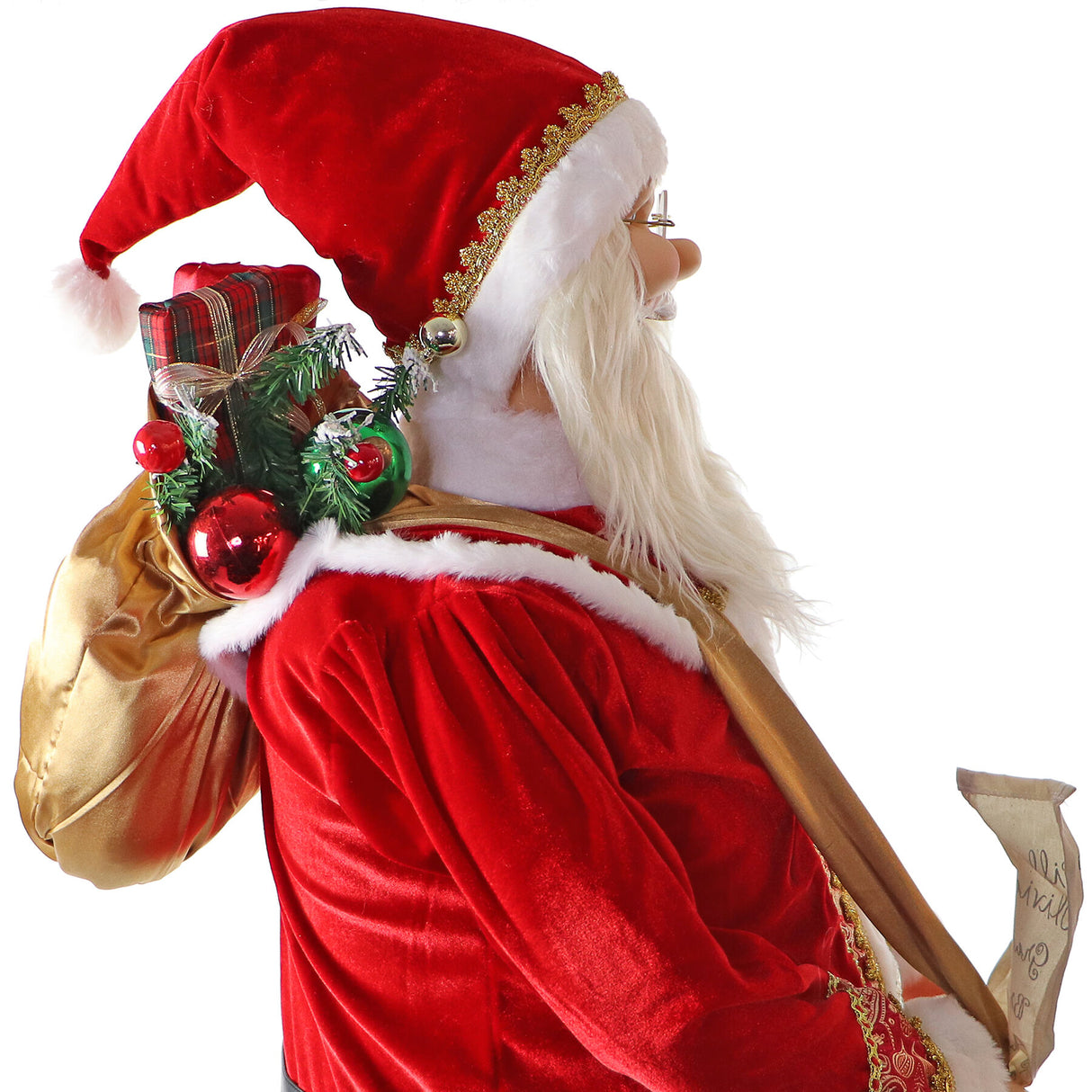 Fraser Hill Farm 58-in. Life-Size Dancing Santa Claus with Naughty and Nice List, Gifts and Toy Sack Animatronic Figurine