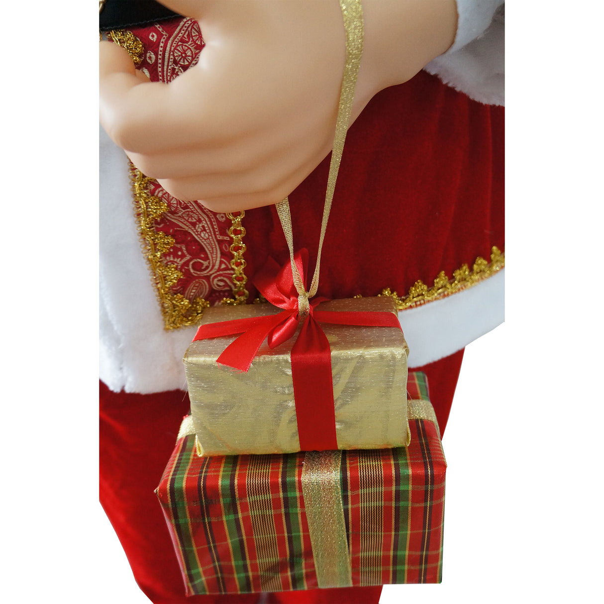 Fraser Hill Farm 58-in. Life-Size Dancing Santa Claus with Naughty and Nice List, Gifts and Toy Sack Animatronic Figurine