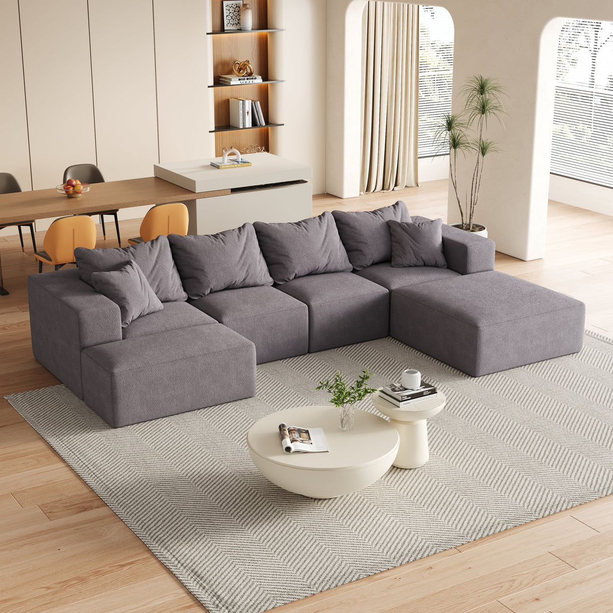 Modern Upholstered Sectional Boneless Couch Set