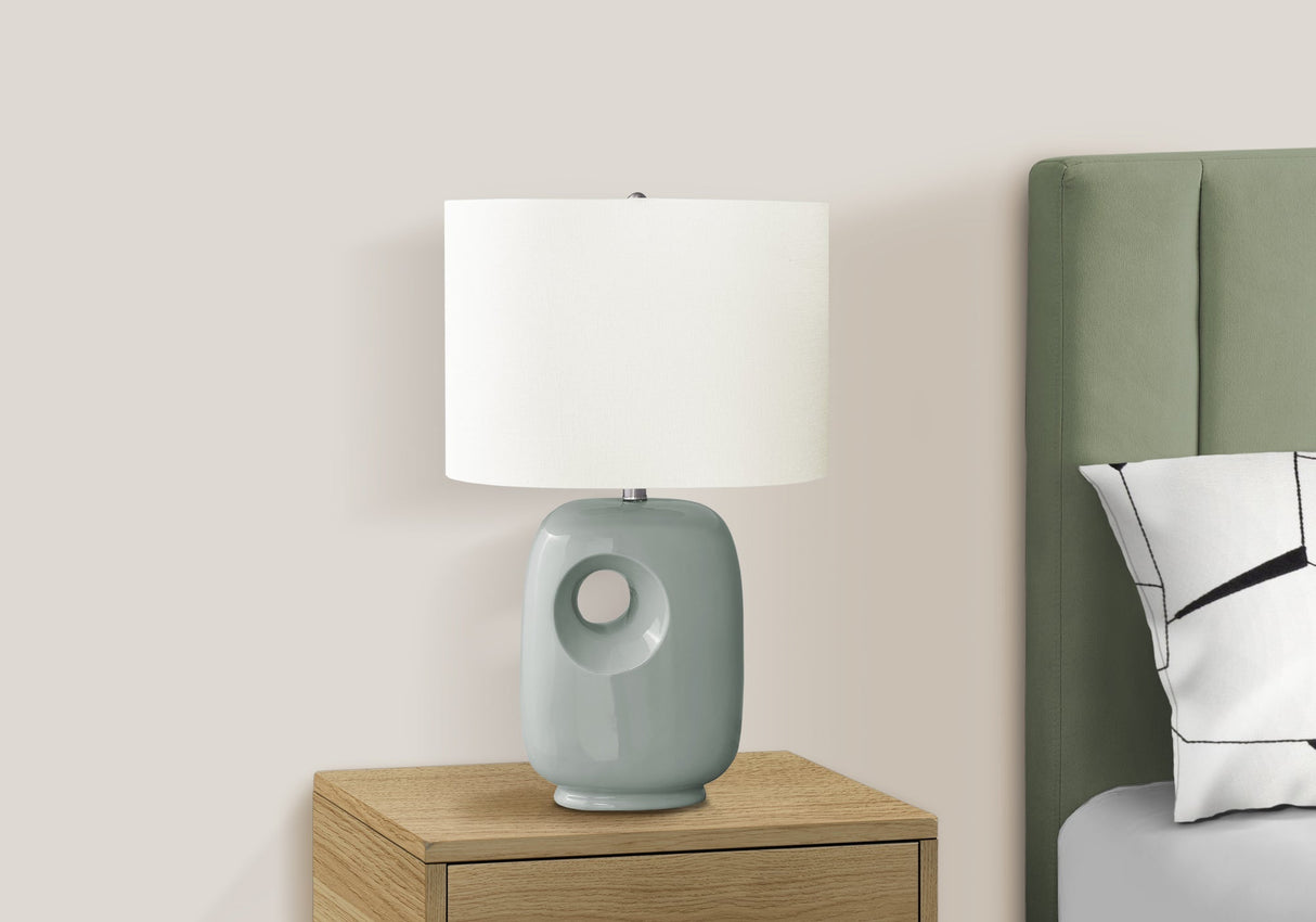 Lighting, 26'h, Table Lamp, Green Ceramic, Ivory / Cream Shade, Contemporary, Modern