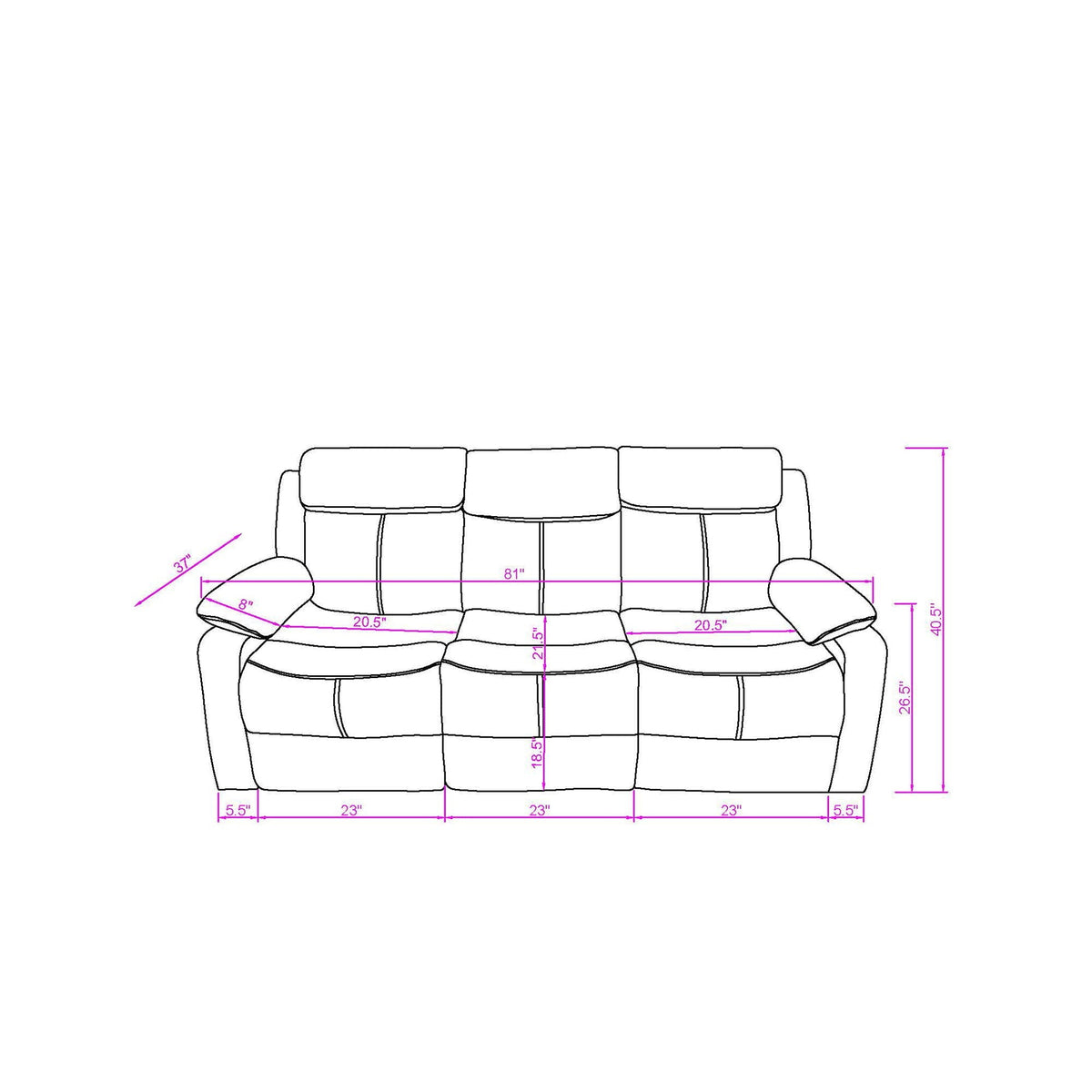 Blanche - Reclining Sofa With LED Lights