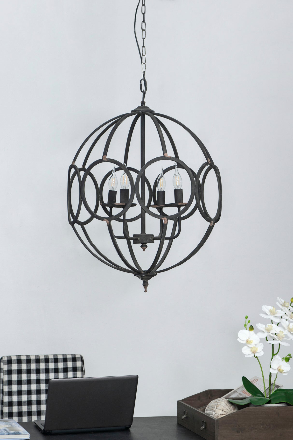 4-Light-Metal-Chandelier,-Hanging-Light-Fixture-with-Adjustable-Chain-for-Kitchen-Dining-Room-Foyer-Entryway,-Bulb-Not-Included-Chandeliers